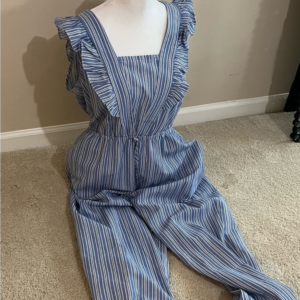 Blue and white light romper